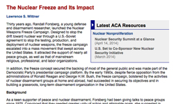 The Nuclear Freeze and Its Impact